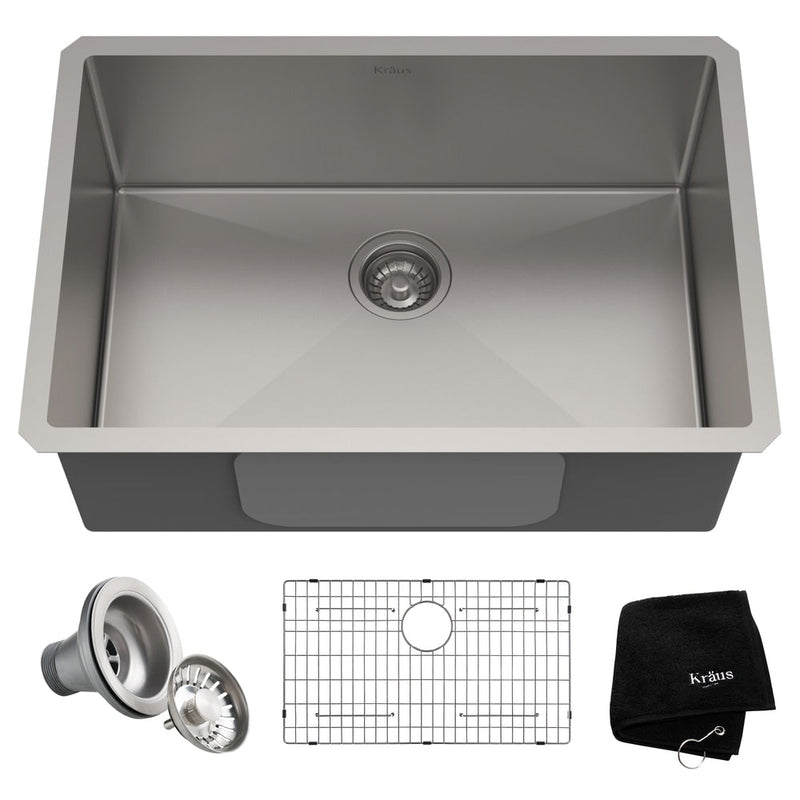 Kraus Standard PRO Undermount Stainless Steel Single Bowl Kitchen Sink, 28x19x10-in D5
