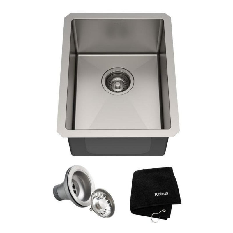Kraus Standart PRO 16-Gauge Undermount Single Bowl Stainless Steel Kitchen Bar Sink, 14-in B1