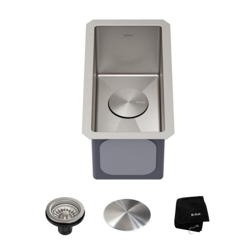 Kraus Standart PRO Undermount 16-Gauge Stainless Steel Single Bowl Bar Prep Kitchen Sink, 10-in Y8