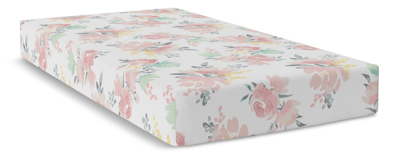 Kushies Fitted Percale Crib Sheet, Watercolour Blooms B5