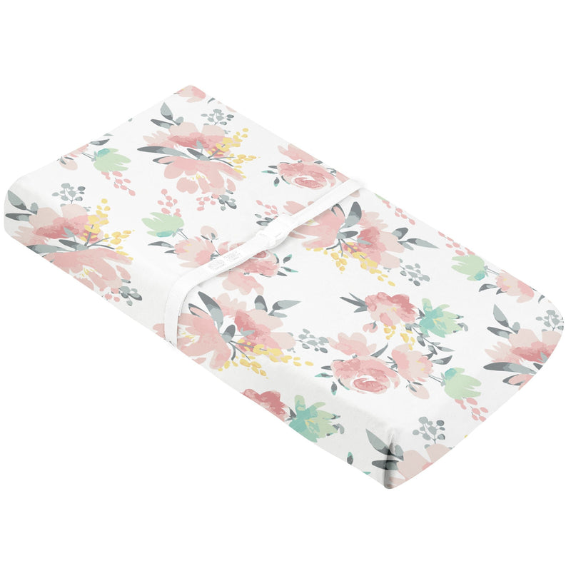 Kushies Percale Changing Pad Cover, Watercolour Blooms P7