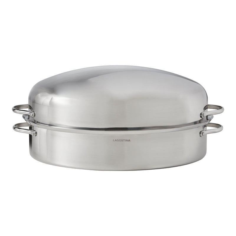 Lagostina 18/10 Stainless Steel Roaster with Removable Rack, 43 x 33cm N9