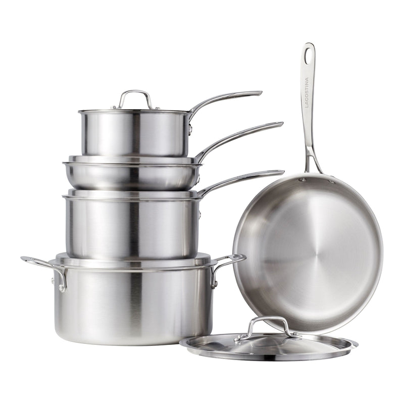 Lagostina 3-Ply Commercial Clad Cookware Set, 10-pc M3
