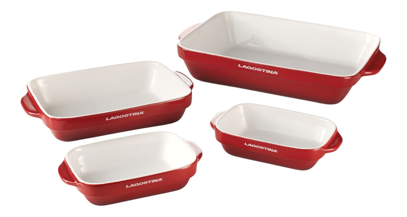 Lagostina Ceramic Bakeware Set, Red, Assorted Sizes, 4-pc H8