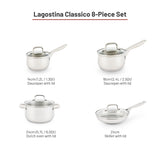 Lagostina Classico Stainless Steel Cookware Set, 8-pc