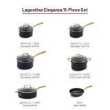 Lagostina Eleganza Ceramic Pro Non-Stick Cookware Set, 11-pc