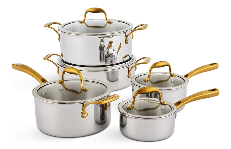 Lagostina Finezza 5-Ply Clad Stainless Steel Cookware Set, 10-pc H1