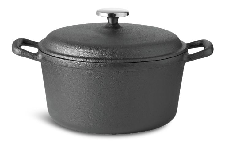 Lagostina Pre-Seasoned Casserole Dish, Cast Iron, Black, 6-qt J1