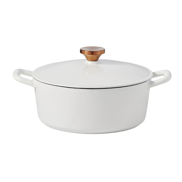 Lagostina Tuscan Collection Round Casserole Dish, Enamelled Cast Iron, White, 7-qt I6