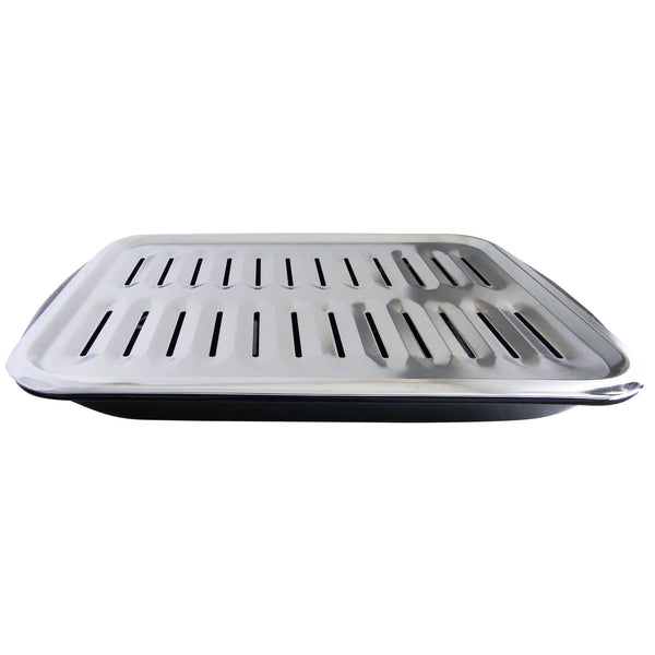 Laser 62250 2-in-1 Broiler Pan, Chrome/Porcelain, Dishwasher Safe, Black, 16 x 12.75 x 1.75-in J2