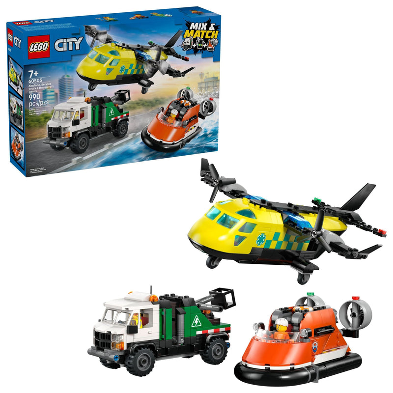 LEGO City Airplane Service, Truck & Hovercraft Remix Building Set - 60505, 990-pcs, Ages 7+ S7