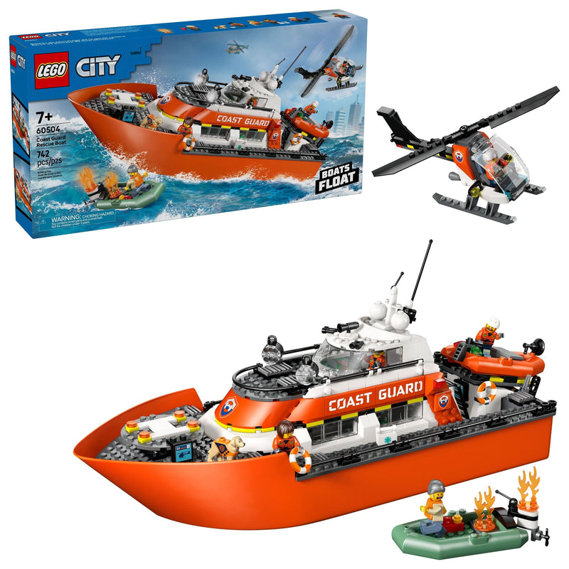 LEGO City Coast Guard Rescue Boat & Helicopter Building Set - 60504, 742-pcs, Ages 7+ U0