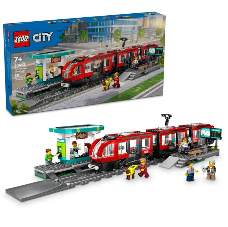 LEGO City Downtown Streetcar and Station Toy Train Set - 60423, 811-pcs, Ages 7+ V9