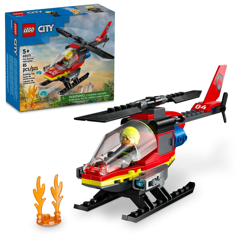 LEGO City Fire Rescue Helicopter - 60411, 85-pcs, Ages 5+ X1