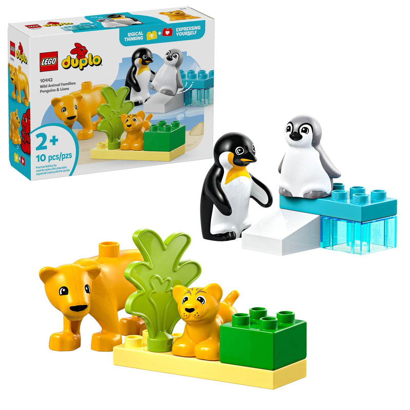 LEGO DUPLO Wild Animal Families: Penguins & Lions Toy Building Set - 10442, 10-pcs, Ages 2+ J4