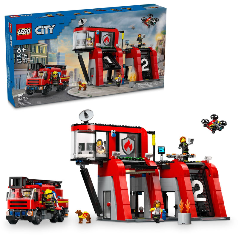 LEGO Fire Station with Fire Truck - 60414, 843-pcs, Ages 6+ R1