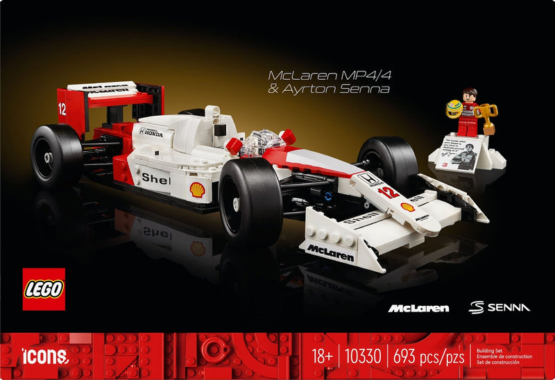 LEGO Icons McLaren MP4/4 & Ayrton Senna Race Car- 10330, 693-pcs, Ages 18+ V0