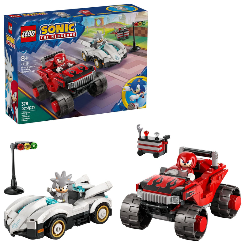 LEGO Sonic The Hedgehog Silver’s Car vs. Knuckles’ Monster Truck - 77118, 378-pcs, Ages 8+ N2