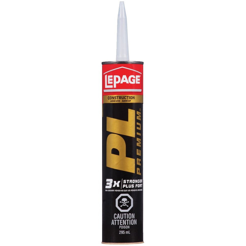 LePage PL Premium Construction Adhesive Glue, Indoor/Outdoor, Weather & Waterproof, 295-mL R0