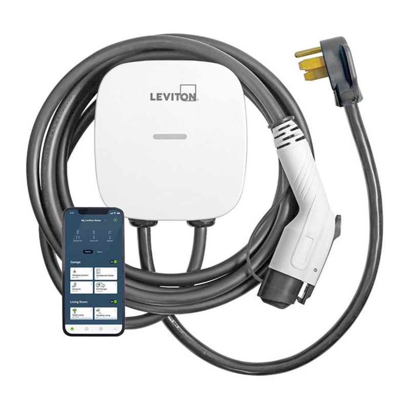 Leviton 40A Wi-Fi Level 2 NEMA 14-50 J1772 Plug-In EV Charger with 25-ft Cord H4