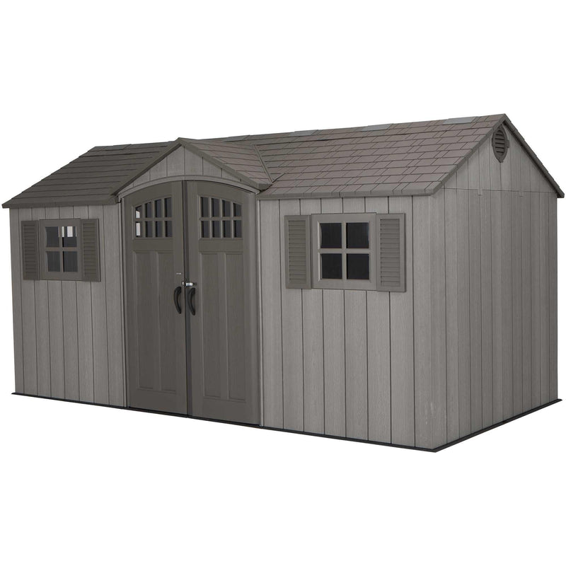 Lifetime Outdoor Storage Shed with Dual Side Entry, Dark Grey Roughcut, 15 x 8-ft Q5