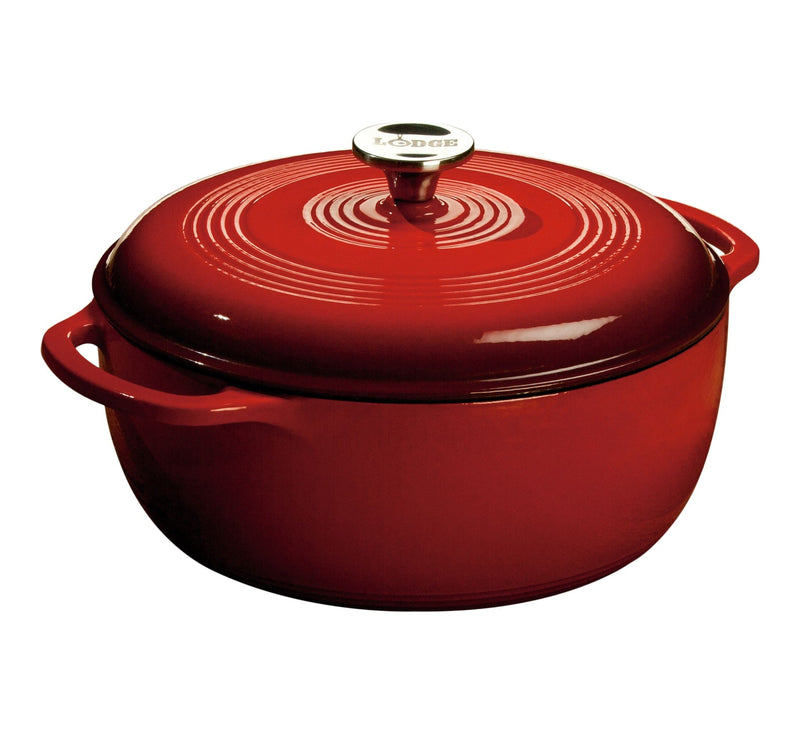 Lodge Enamel Cast Iron Dutch Oven, Red, 6-qt F9