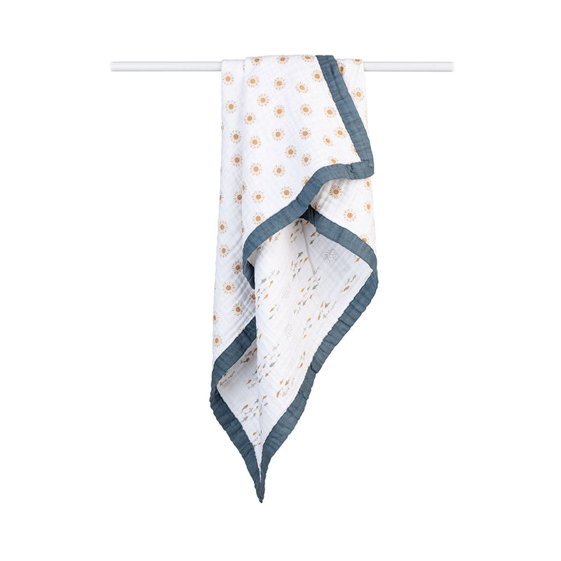 Lulujo 3-Ply Sun & Fish Reversible Muslin Blanket B6