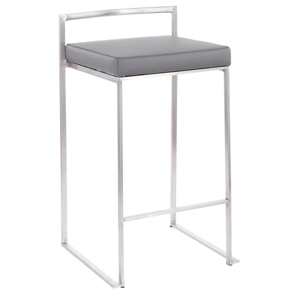 Lumisource Fuji Stacker Fixed-Height Counter Stool, Grey, 26-in, 2-pc U8