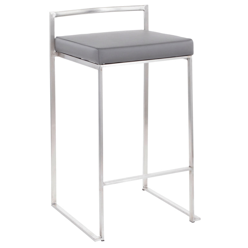 Lumisource Fuji Stacker Fixed-Height Counter Stool, Grey, 26-in, 2-pc U8