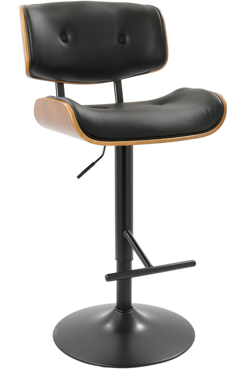 LumiSource Lombardi PU Leather Swivel Counter/Bar Stool Adjustable Height, Walnut/Black G1