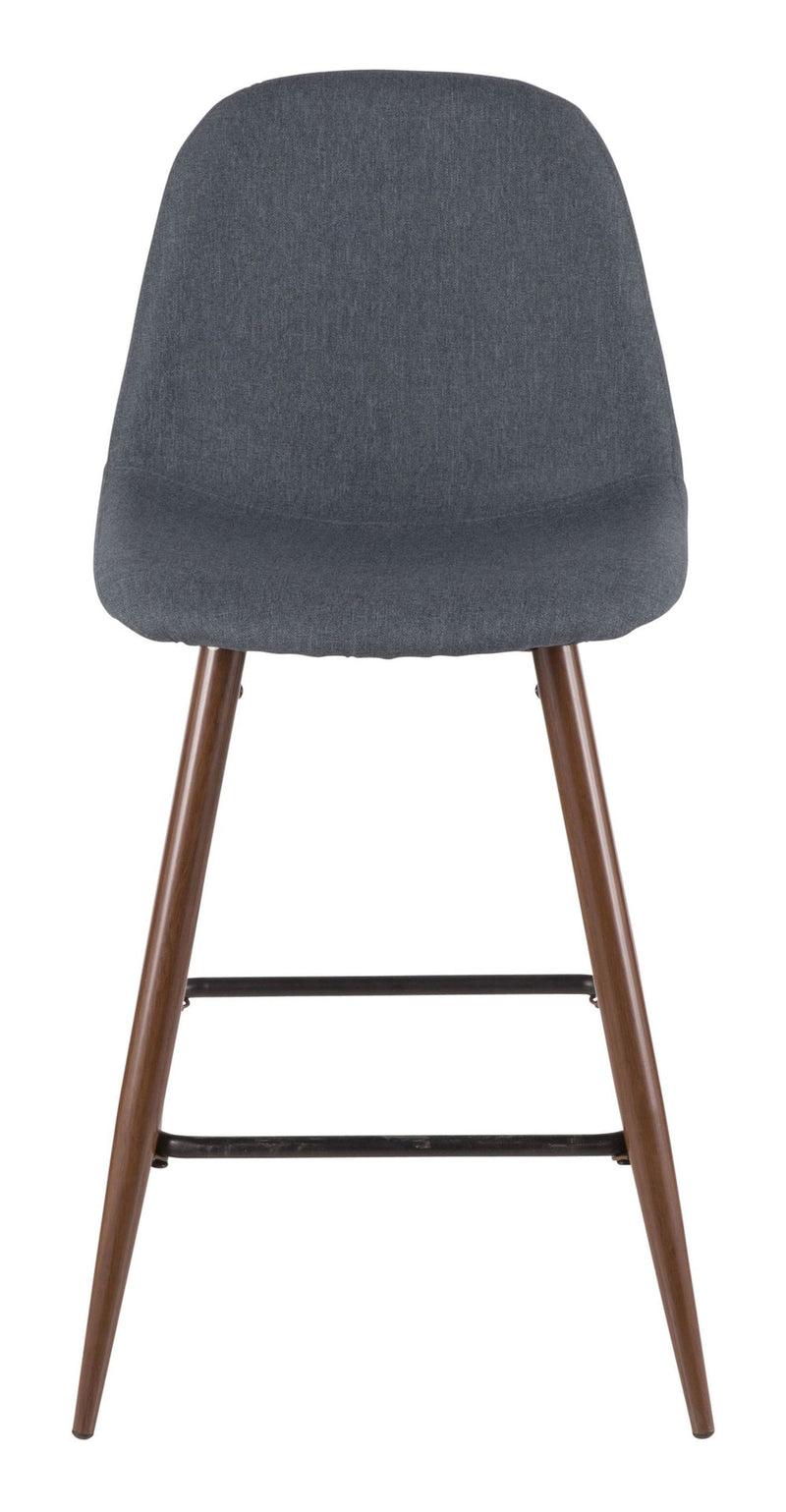 LumiSource Pebble Armless Upholstered Counter/Bar Stool (2-Piece Set), Walnut/Blue N7