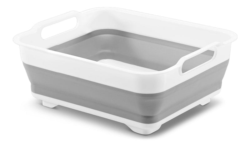 Madesmart Collapsible Folding Plastic Kitchen Wash Basin/Dish Pan, Grey W2