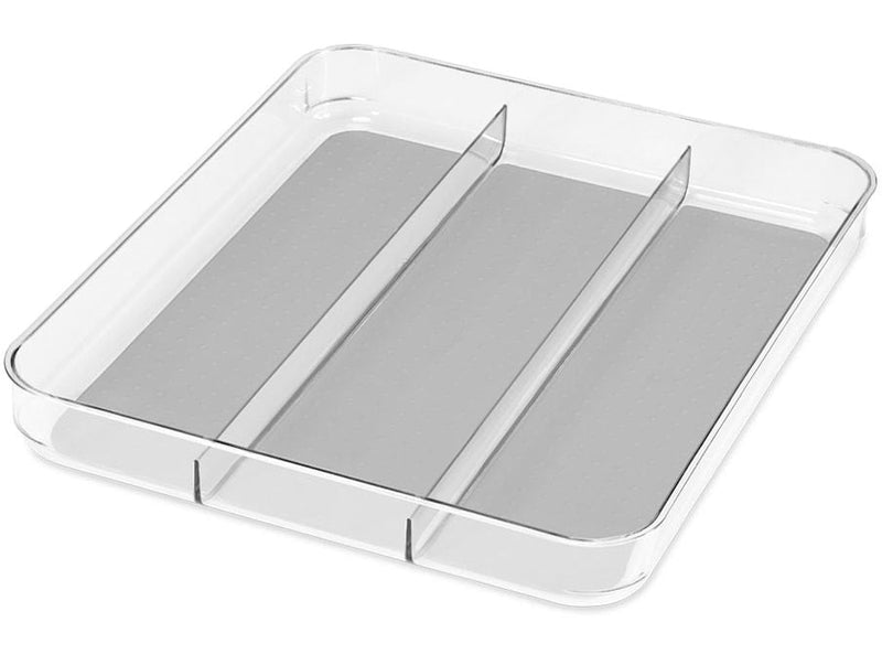 Madesmart Large 3-Compartment Drawer Storage Organizer Tray/Bin For Kitchen/Vanity/Office, Clear W4