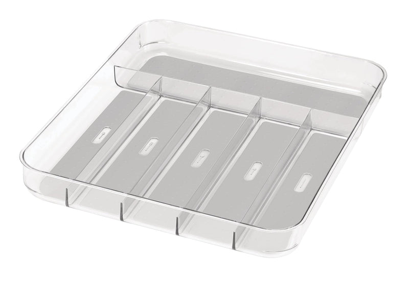 Madesmart Large 6-Compartment Cutlery & Kitchen Utensil Drawer Organizer Tray/Holder, Clear R4