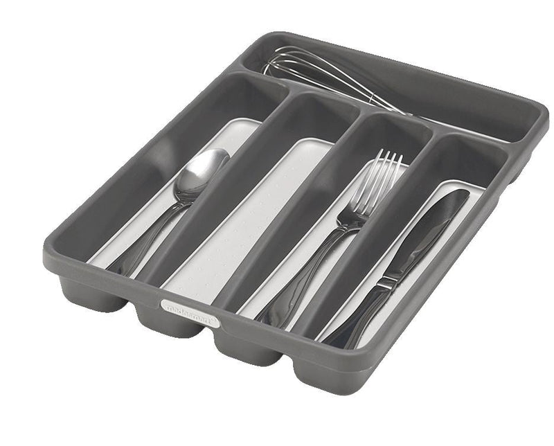 Madesmart Mini 5-Compartment Cutlery & Kitchen Utensil Drawer Organizer Tray/Holder, Grey N5