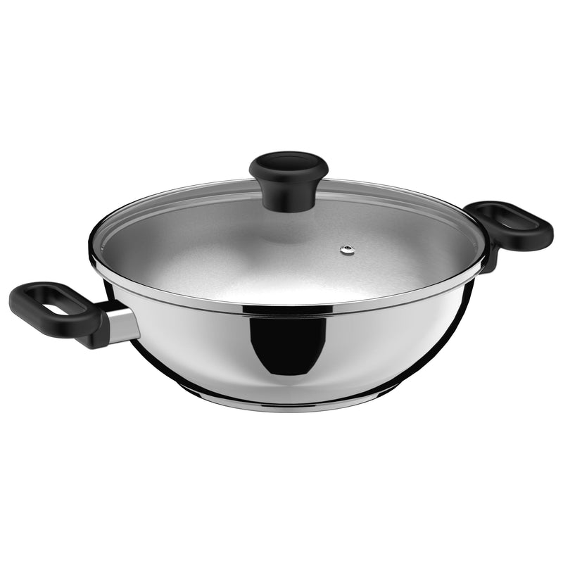 Maharaja 3.4qt Stainless Steel Karahi with lid 26cm 10.25in V1
