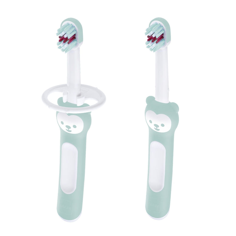 MAM Baby Toothbrush with Safety Shield, Mint Green, 2-pk L8