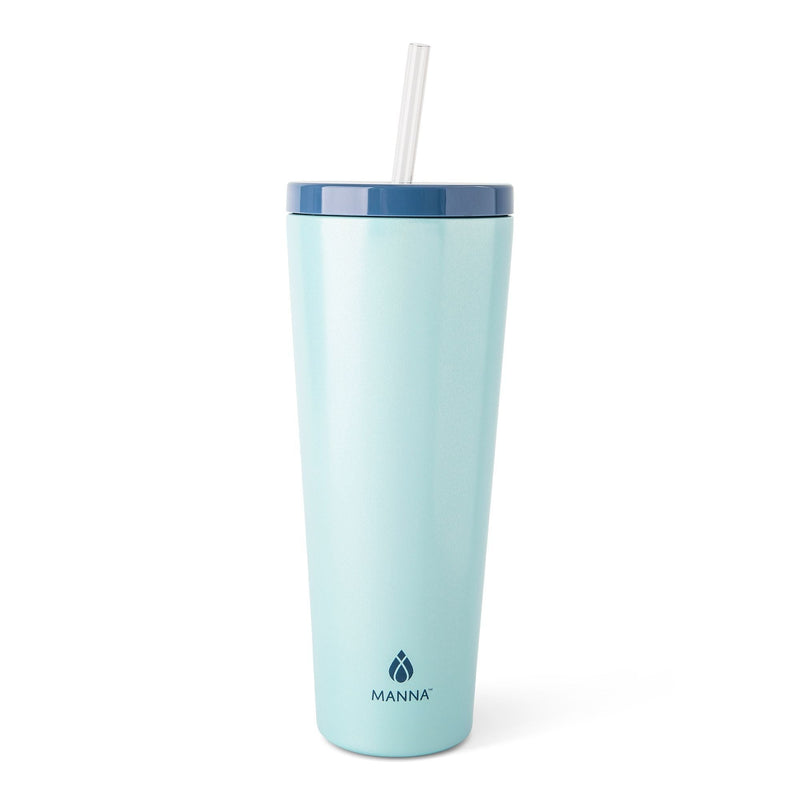 Manna Axel Sparkle Stainless Steel Double Wall Insulated Tumbler, 24-oz, Assorted Colours, with Reusable Straw P2