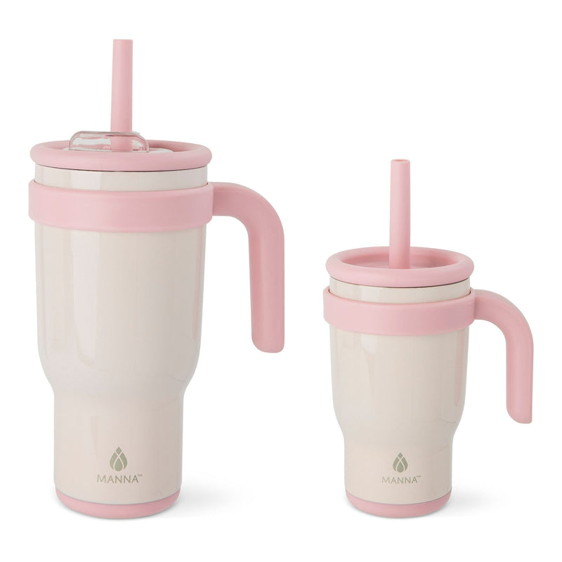 Manna Oslo Mommy & Me Matching Duo Stainless Steel Tumbler Set, Includes 14-oz & 30-oz, Various Colours, 2-pk N1