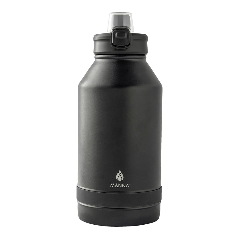 Manna Push Stainless Steel Water Bottle, 64-oz, Various Colours, with Handle V4