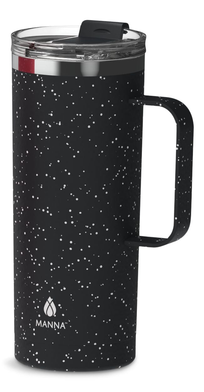 Manna Tahoe Insulated Stainless Steel Mug with Leakproof Lid, Speckled Black, 591-mL D1