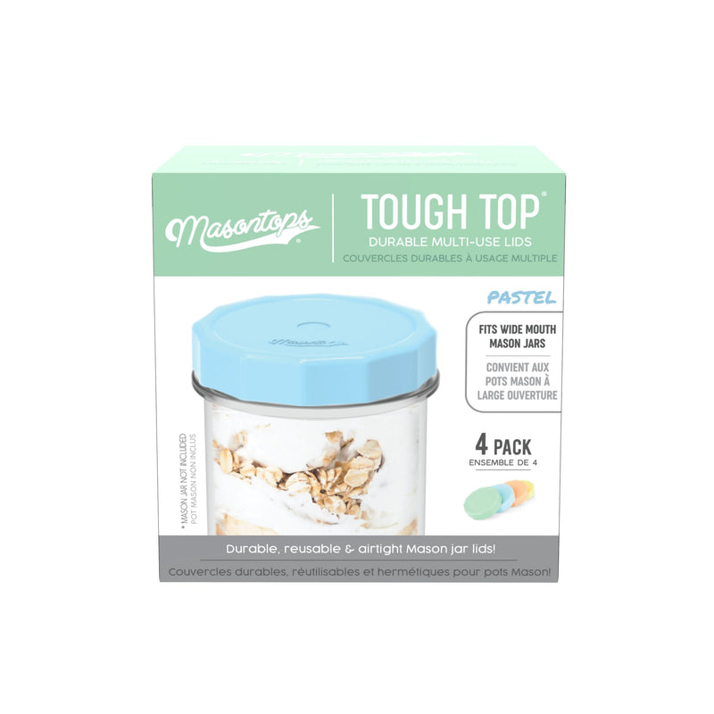 Masontops Tough Tops Durable Plastic Lids, Regular-Mouth, Assorted, 4-pk S5