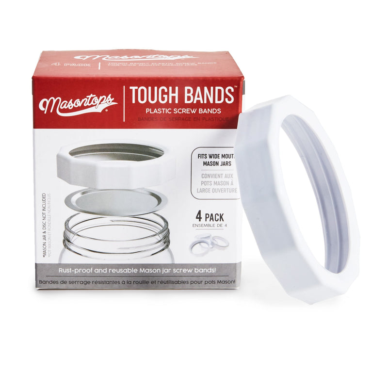 Masontops Wide Tough Screw Band for Jars, Rust-proof, 4-pk X4