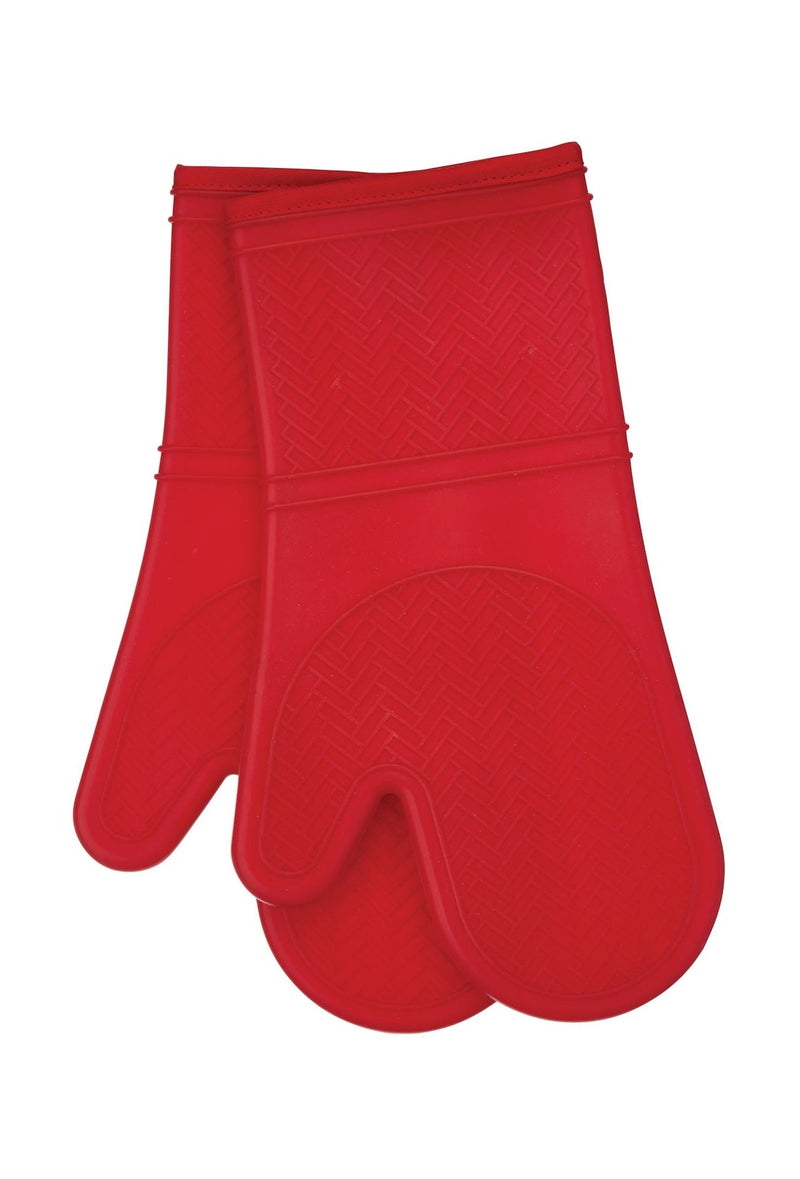 MASTER Chef 2pc Silicone Oven Mitt Set, Non-Slip Grip, Red G3
