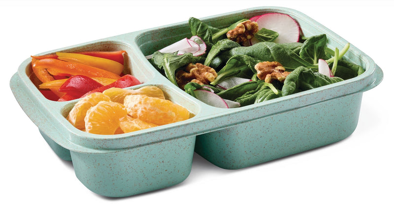 Master Chef 3-Section Food Storage Container, Green/Sage, with Wheat Straw, 4-pk R5