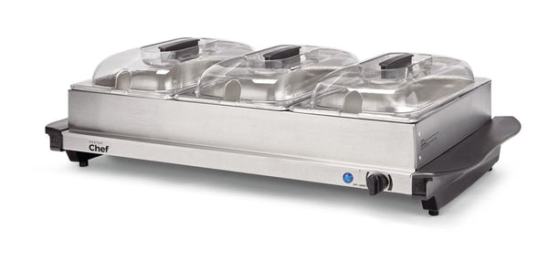 MASTER Chef 3-Tier Buffet Server/Food Warmer with Warming Tray, Stainless Steel, 300W U4