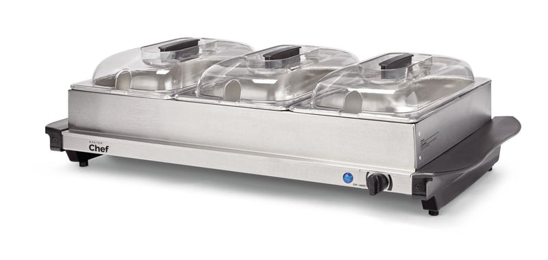 MASTER Chef 3-Tier Buffet Server/Food Warmer with Warming Tray, Stainless Steel, 300W U4