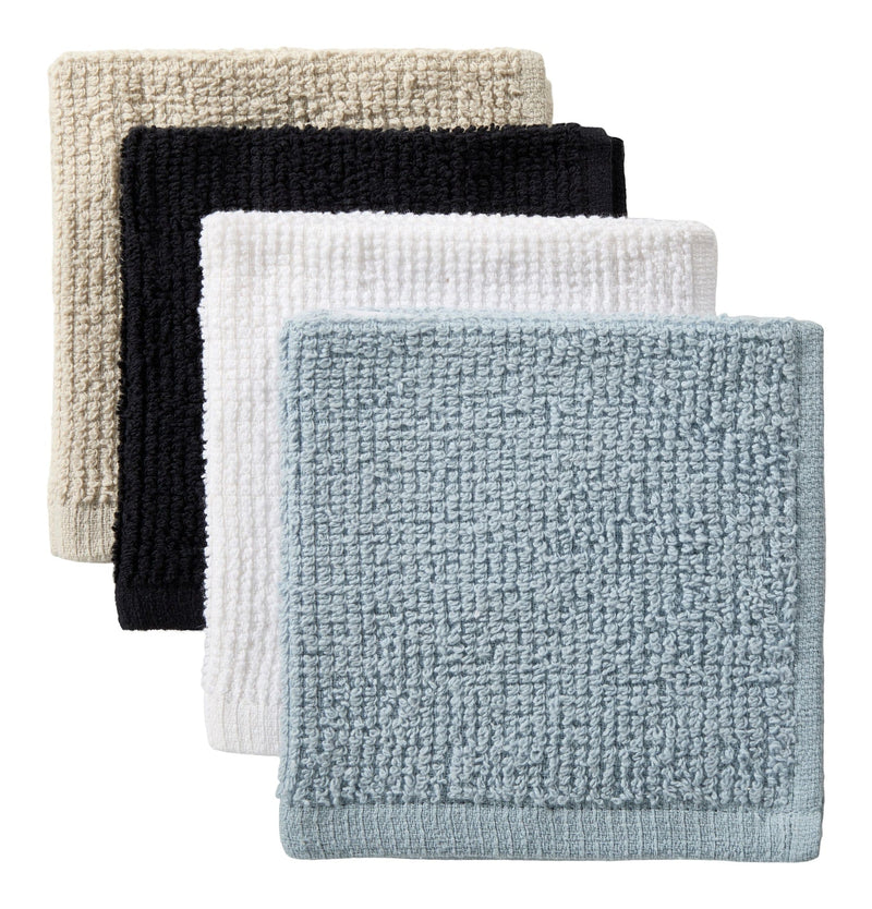 Master Chef Bar Mop Dish Cloths, Black, Grey & Dusty Blue, 12-in, 8-pk U6