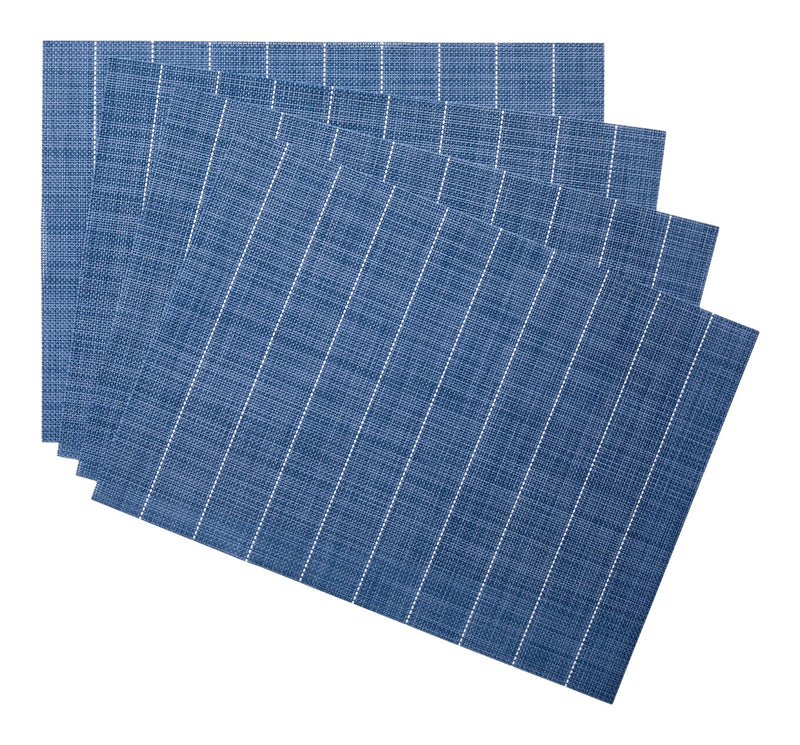 Master Chef Blue Striped Woven Textilene Placemats, 13-in x 18-in, 4-pk V0
