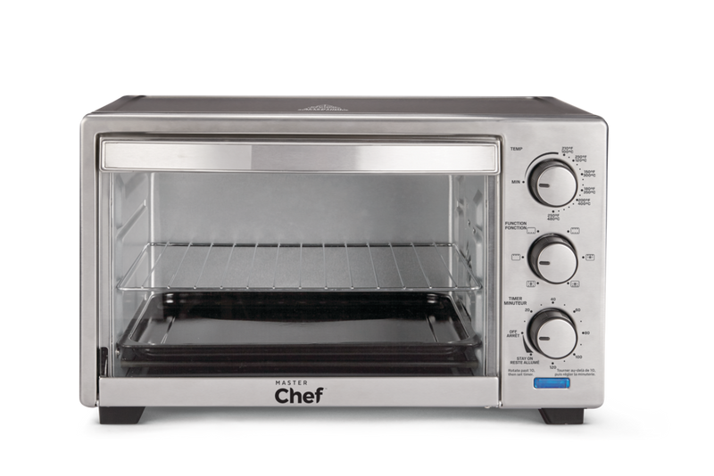 MASTER Chef Convection Toaster Oven with 4 Functions, Stainless Steel, Black, 6-Slices F5